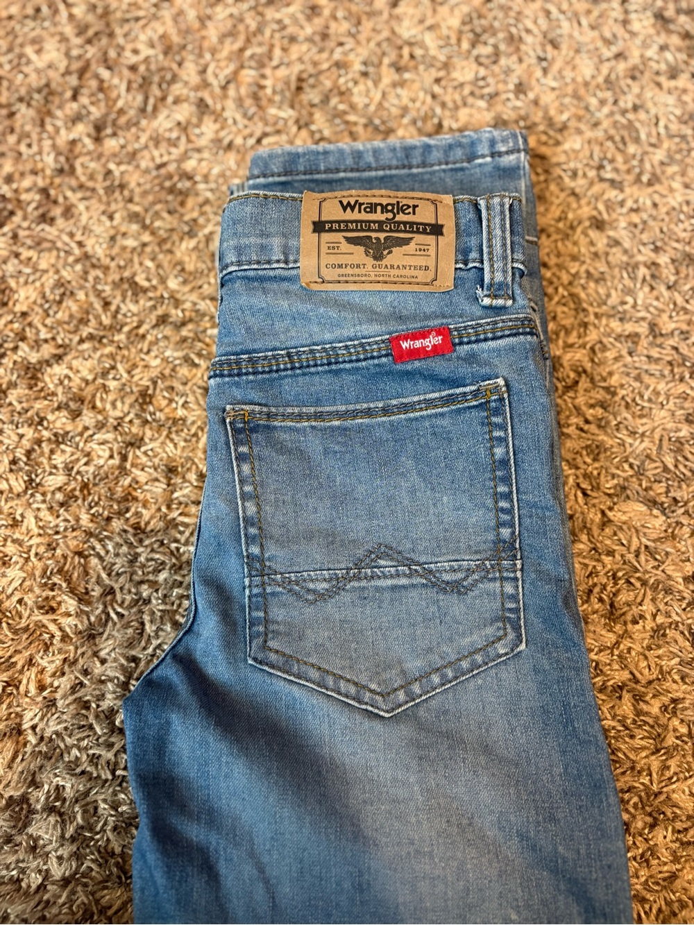 Wrangler Blue Denim Jeans with Red Logo Tab